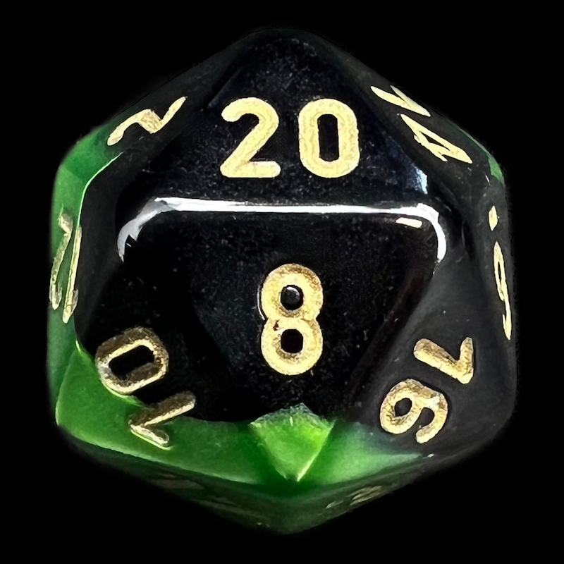 Chessex Gemini Black & Green D20 Dice