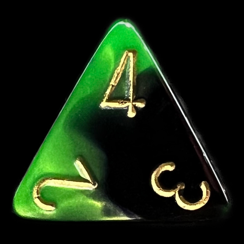 Chessex Gemini Black & Green D4 Dice