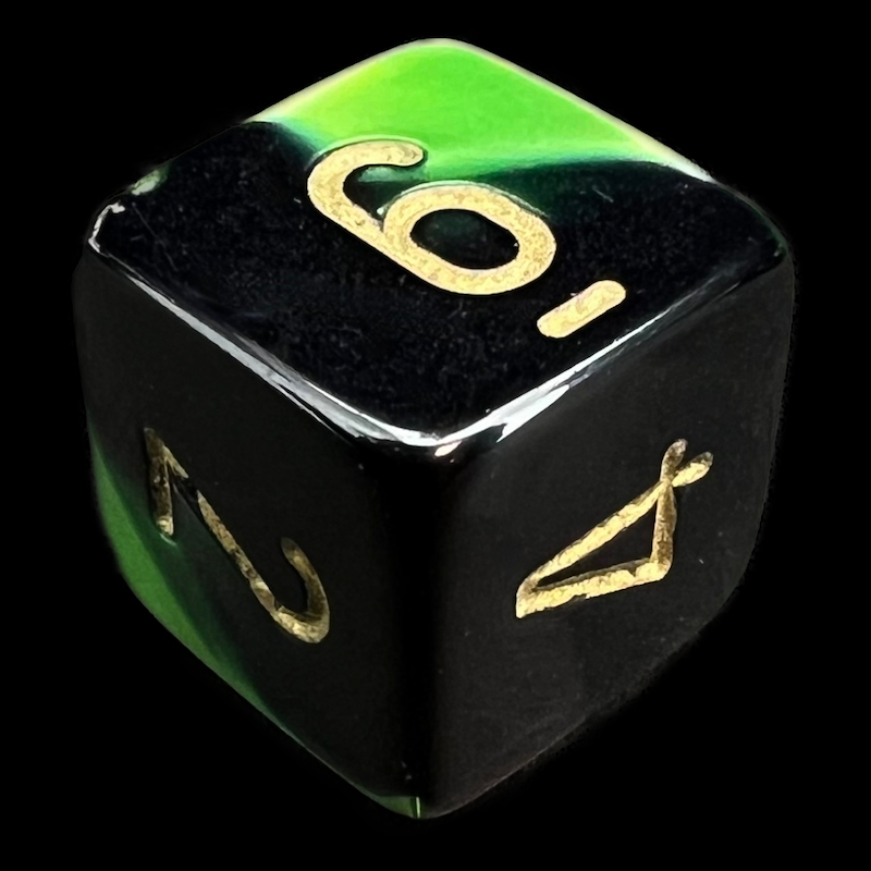 Chessex Gemini Black & Green D6 Dice