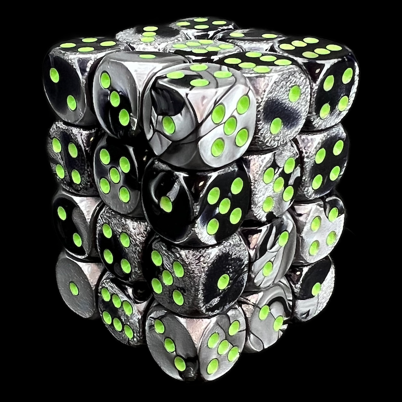 Chessex Gemini Black & Grey 36 x D6 Dice Set