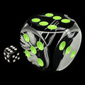 Chessex Gemini Black & Grey with Green MASSIVE 50mm D6 Spot Dice