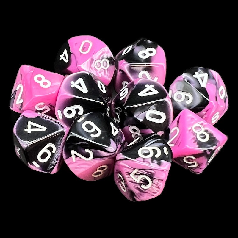 Chessex Gemini Black & Pink 10 x D10 Dice Set
