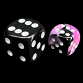 Chessex Gemini Black & Pink 12mm D6 Spot Dice
