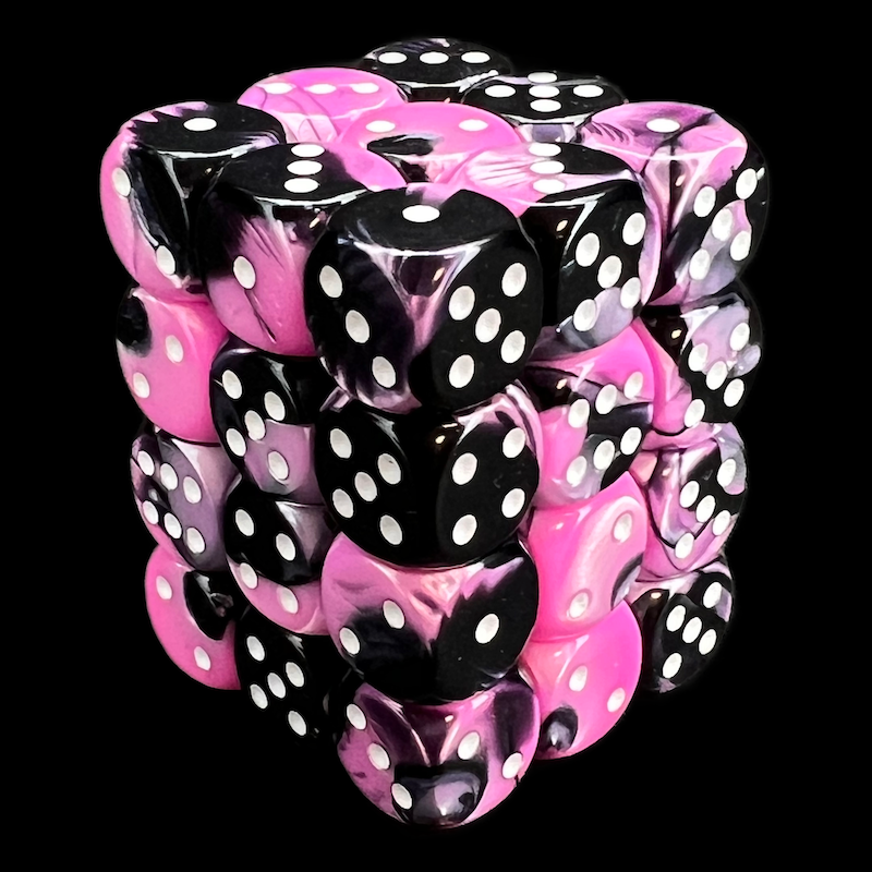 Chessex Gemini Black & Pink 36 x D6 Dice Set