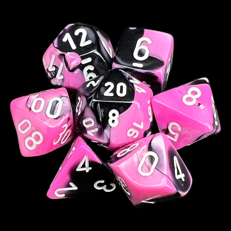 Chessex Gemini Black & Pink 7 Dice Polyset