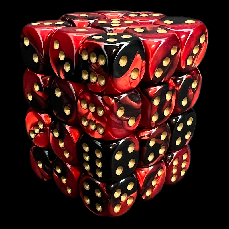 Chessex Gemini Black & Red 36 x D6 Dice Set