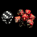 Chessex Gemini Black & Red MINI-HEDRAL 7 Dice Polyset with Dice Cube