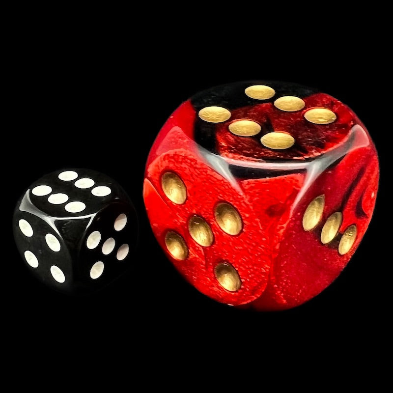 Chessex Gemini Black & Red with Gold BIG 30mm D6 Spot Dice