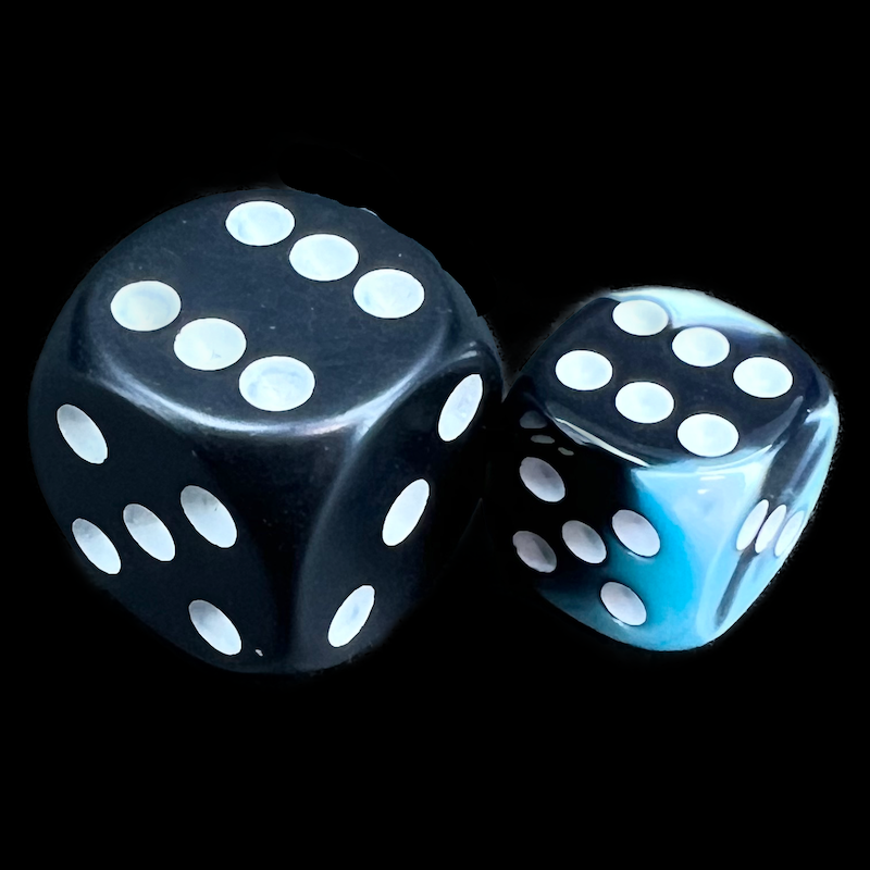 Chessex Gemini Black & Shell 12mm D6 Spot Dice - Discontinued