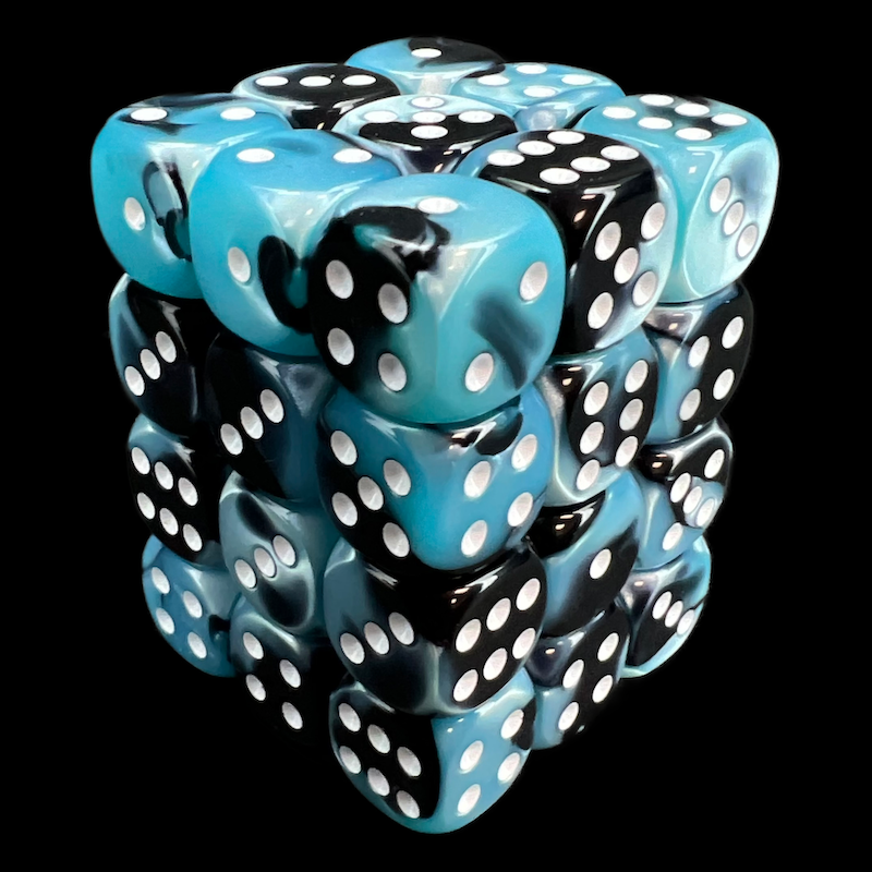 Chessex Gemini Black & Shell 36 x D6 Dice Set - Discontinued