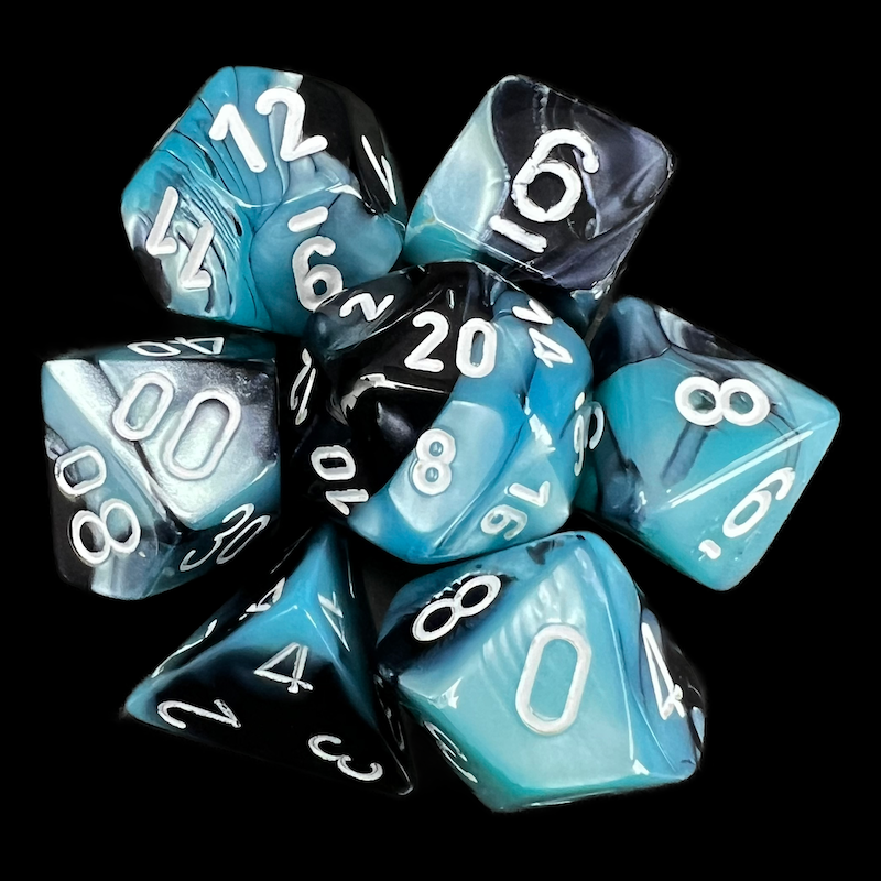 Chessex Gemini Black & Shell 7 Dice Polyset - Discontinued
