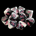 Chessex Gemini Black & White with Pink 10 x D10 Dice Set