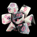 Chessex Gemini Black & White with Pink 7 Dice Polyset