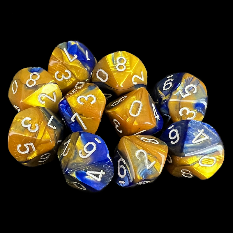 Chessex Gemini Blue & Gold 10 x D10 Dice Set
