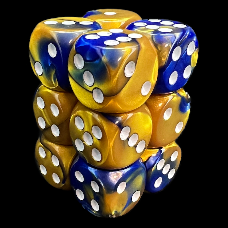 Chessex Gemini Blue & Gold 12 x D6 Dice Set