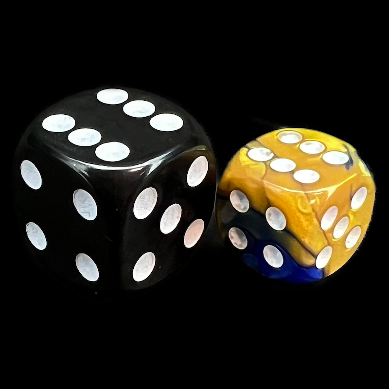 Chessex Gemini Blue & Gold 12mm D6 Spot Dice
