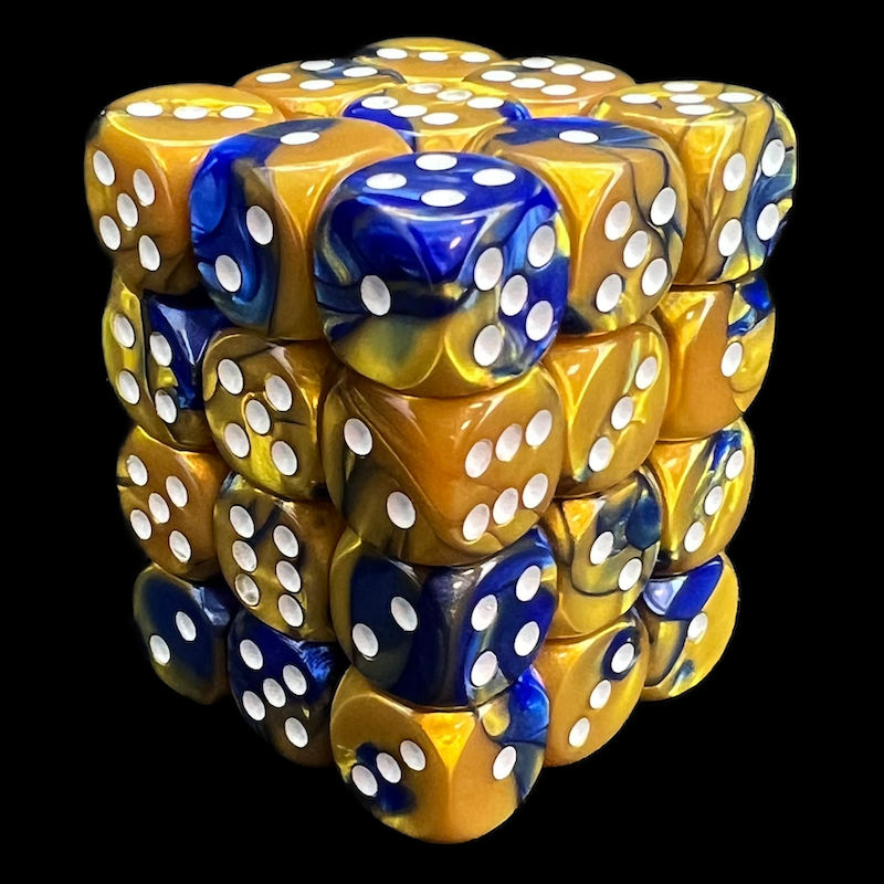 Chessex Gemini Blue & Gold 36 x D6 Dice Set