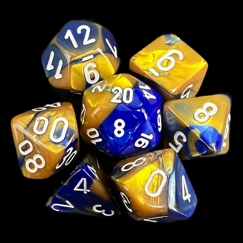 Chessex Gemini Blue & Gold 7 Dice Polyset