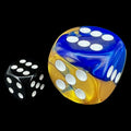 Chessex Gemini Blue & Gold with White BIG 30mm D6 Spot Dice
