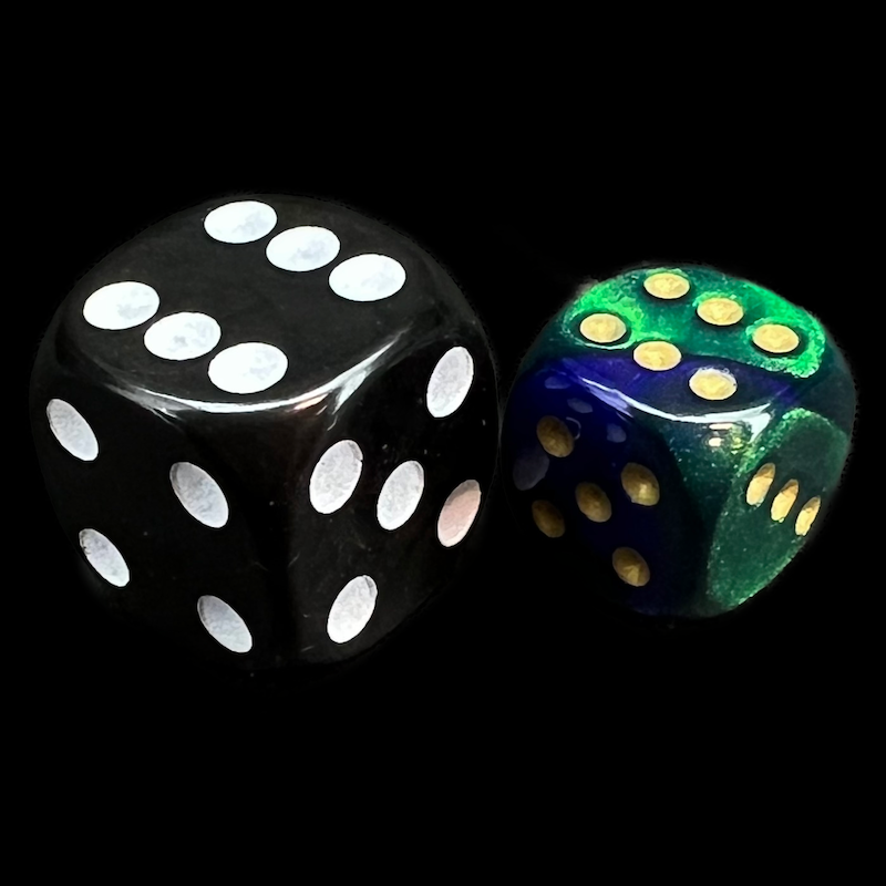 Chessex Gemini Blue & Green 12mm D6 Spot Dice