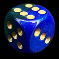 Chessex Gemini Blue & Green 16mm D6 Spot Dice