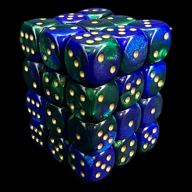 Chessex Gemini Blue & Green 36 x D6 Dice Set