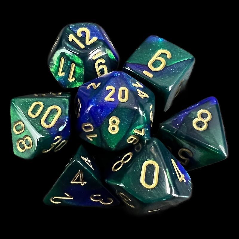 Chessex Gemini Blue & Green 7 Dice Polyset
