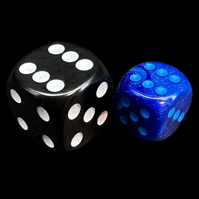 Chessex Gemini Blue & Blue Luminary Glow In Dark 36 x D6 Dice Set