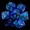 Chessex Gemini Blue & Blue Luminary Glow In Dark 7 Dice Polyset