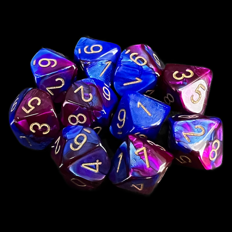 Chessex Gemini Blue & Purple 10 x D10 Dice Set
