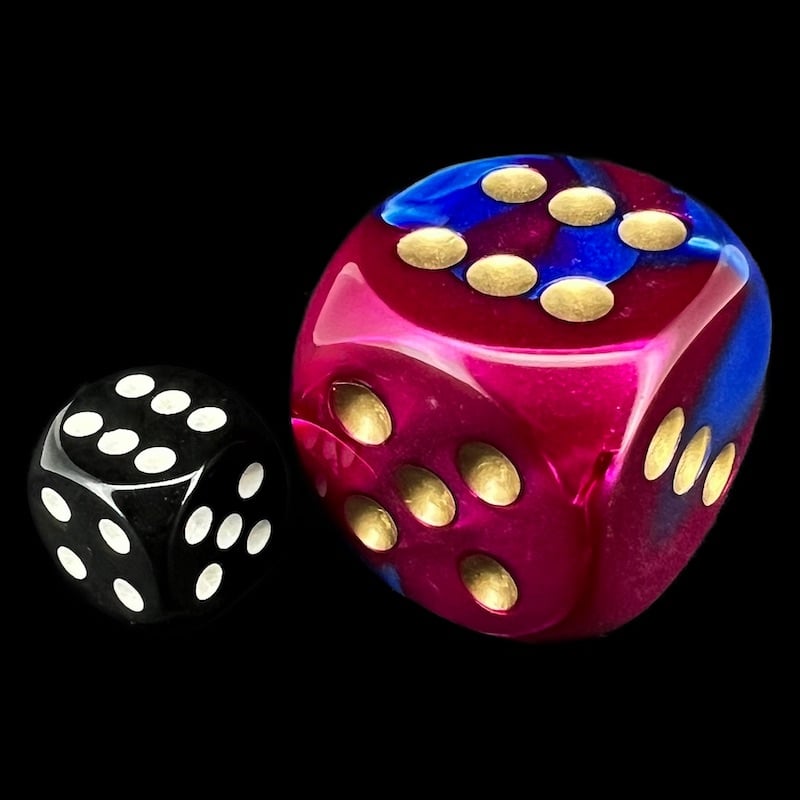 Chessex Gemini Blue & Purple with Gold BIG 30mm D6 Spot Dice