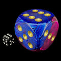 Chessex Gemini Blue & Purple with Gold MASSIVE 50mm D6 Spot Dice