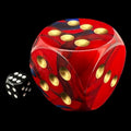 Chessex Gemini Blue & Red with Gold MASSIVE 50mm D6 Spot Dice