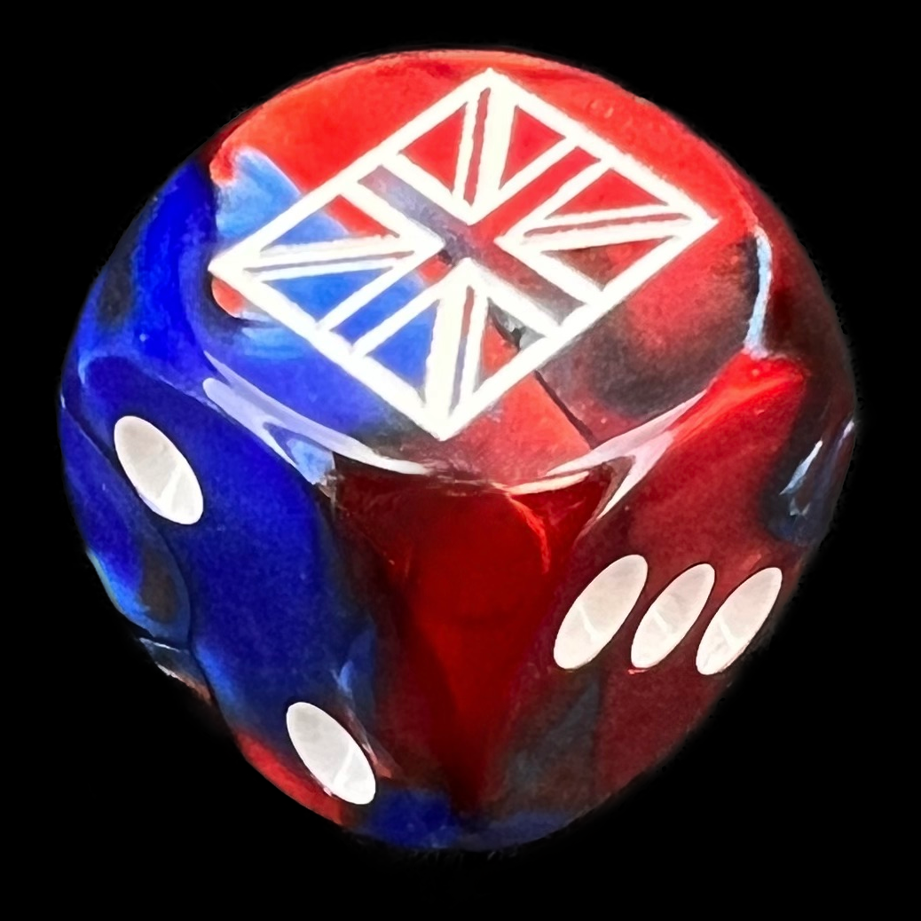 Chessex Gemini Blue & Red WW2 Britain Logo D6 Spot Dice