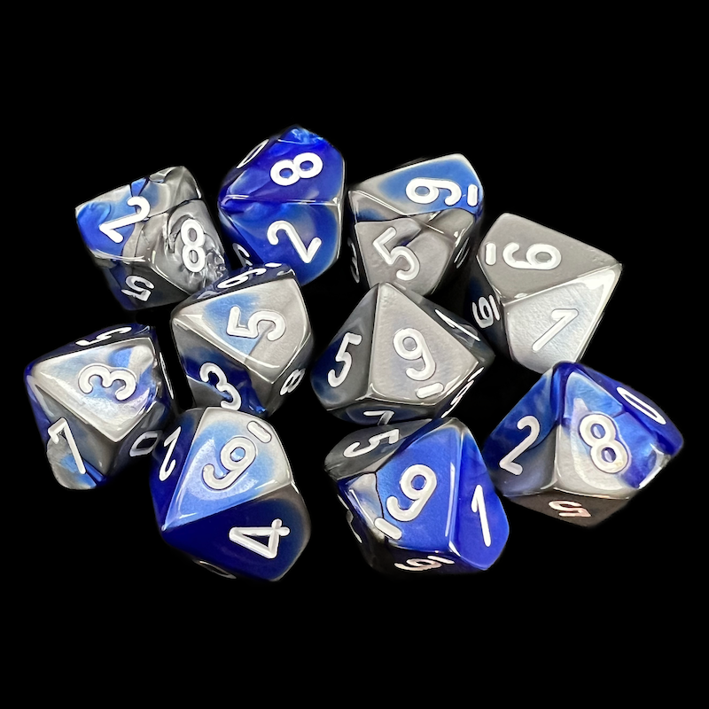 Chessex Gemini Blue & Steel 10 x D10 Dice Set