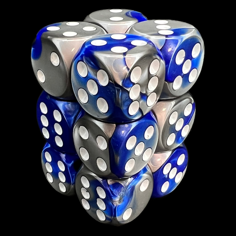Chessex Gemini Blue & Steel 12 x D6 Dice Set