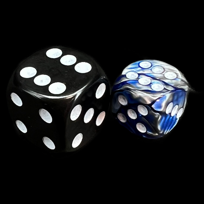 Chessex Gemini Blue & Steel 12mm D6 Spot Dice