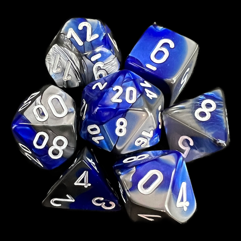 Chessex Gemini Blue & Steel 7 Dice Polyset