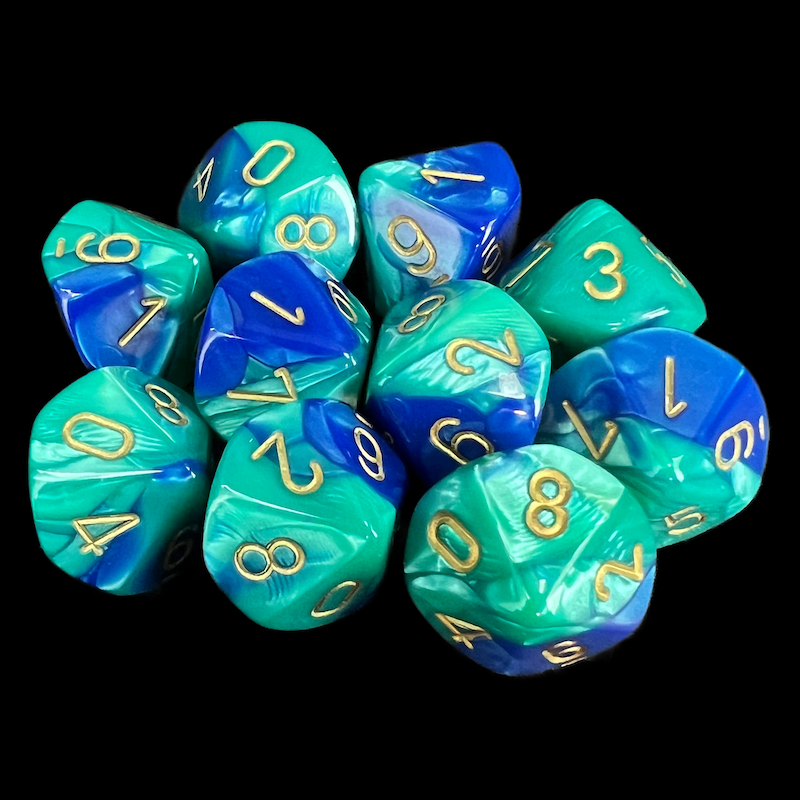Chessex Gemini Blue & Teal 10 x D10 Dice Set