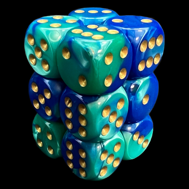 Chessex Gemini Blue & Teal 12 x D6 Dice Set