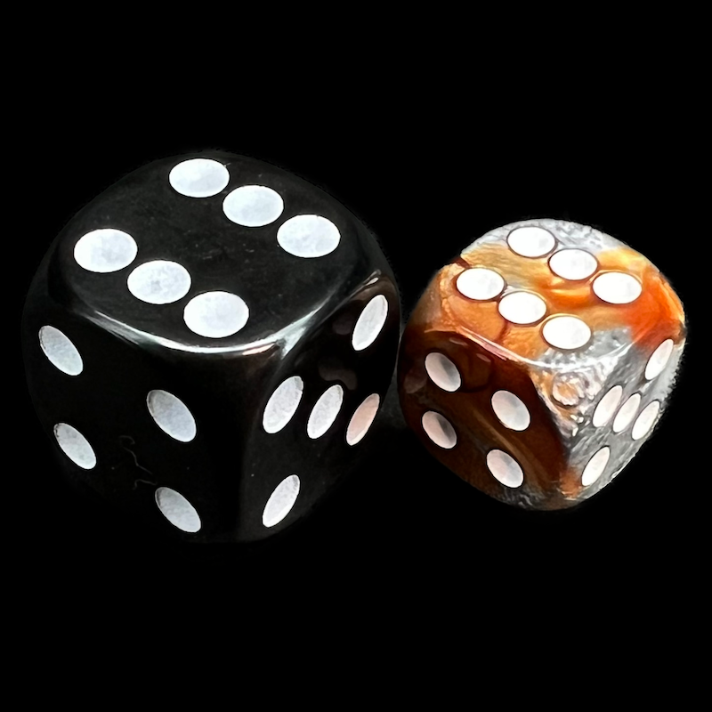 Chessex Gemini Copper & Steel 12mm D6 Spot Dice