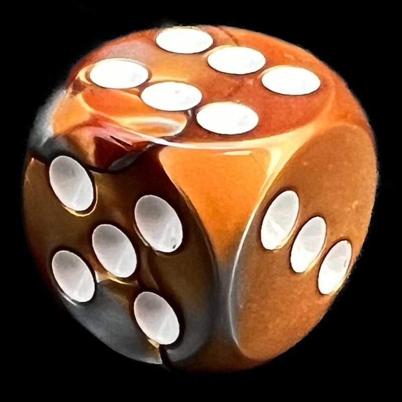 Chessex Gemini Copper & Steel 16mm D6 Spot Dice