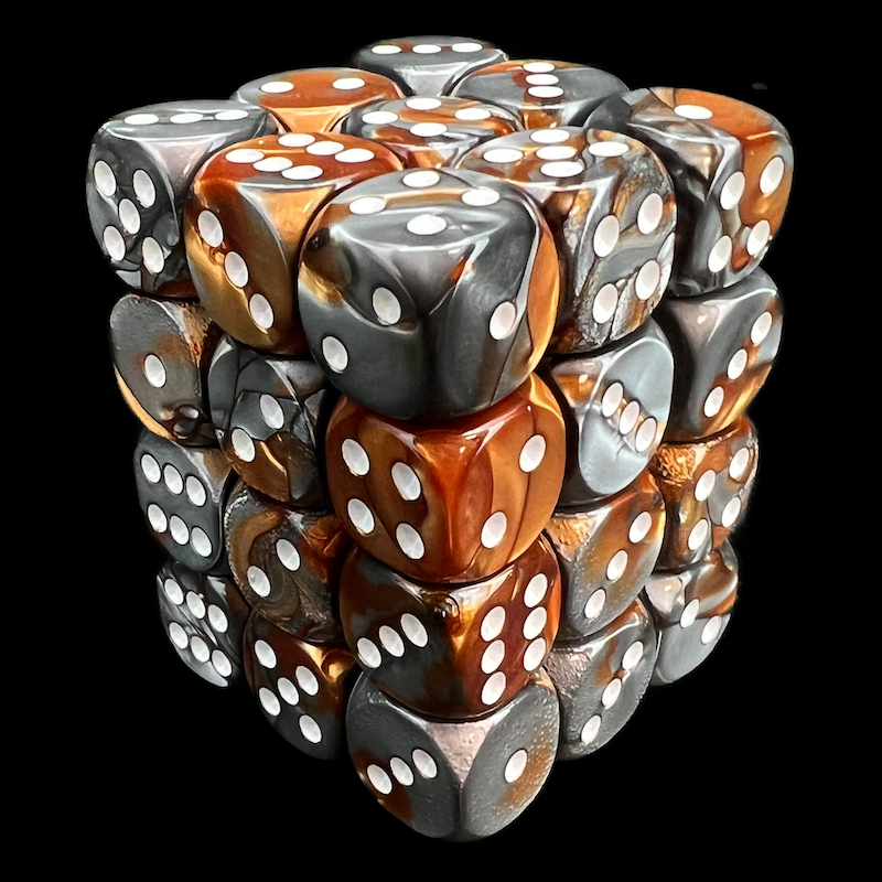 Chessex Gemini Copper & Steel 36 x D6 Dice Set