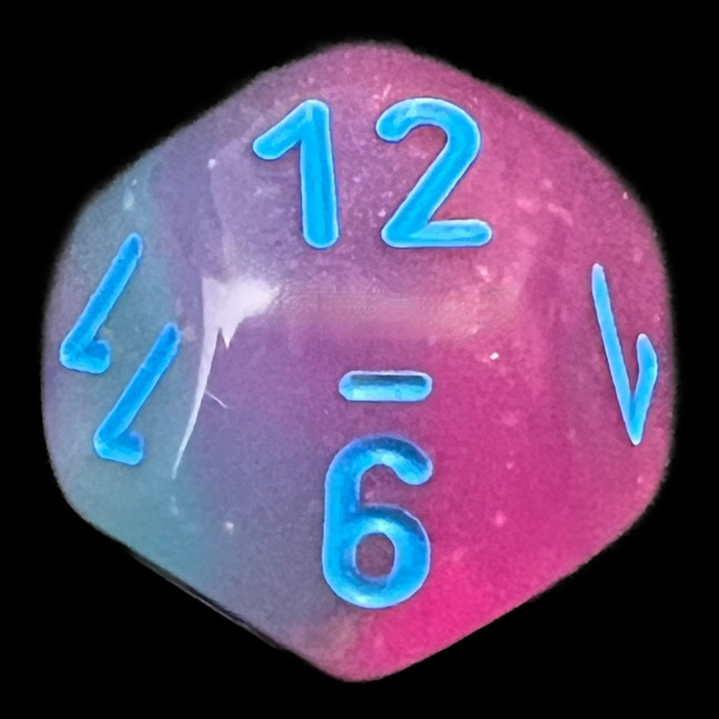 Chessex Gemini Gel Green & Pink D12 Dice