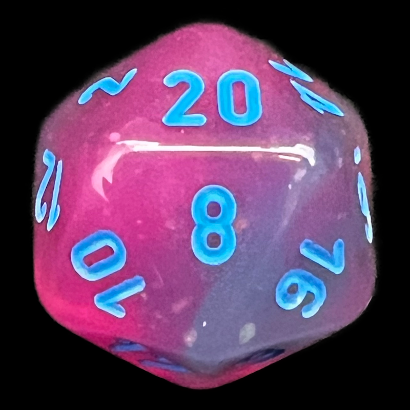 Chessex Gemini Gel Green & Pink D20 Dice