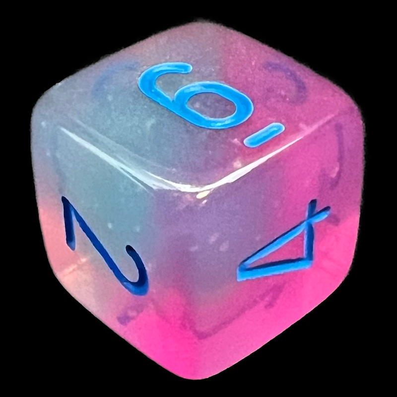 Chessex Gemini Gel Green & Pink D6 Dice
