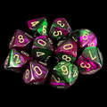 Chessex Gemini Green & Purple 10 x D10 Dice Set