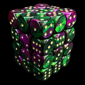 Chessex Gemini Green & Purple 36 x D6 Dice Set