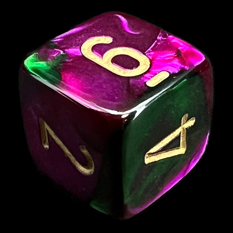 Chessex Gemini Green & Purple D6 Dice