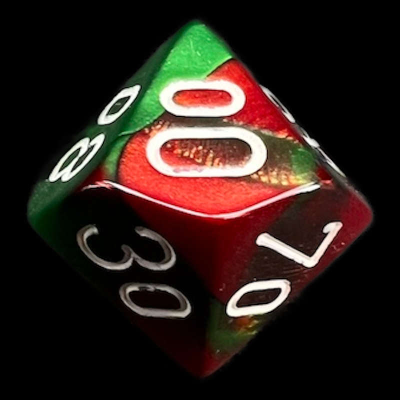 Chessex Gemini Green & Red Percentile Dice - Discontinued